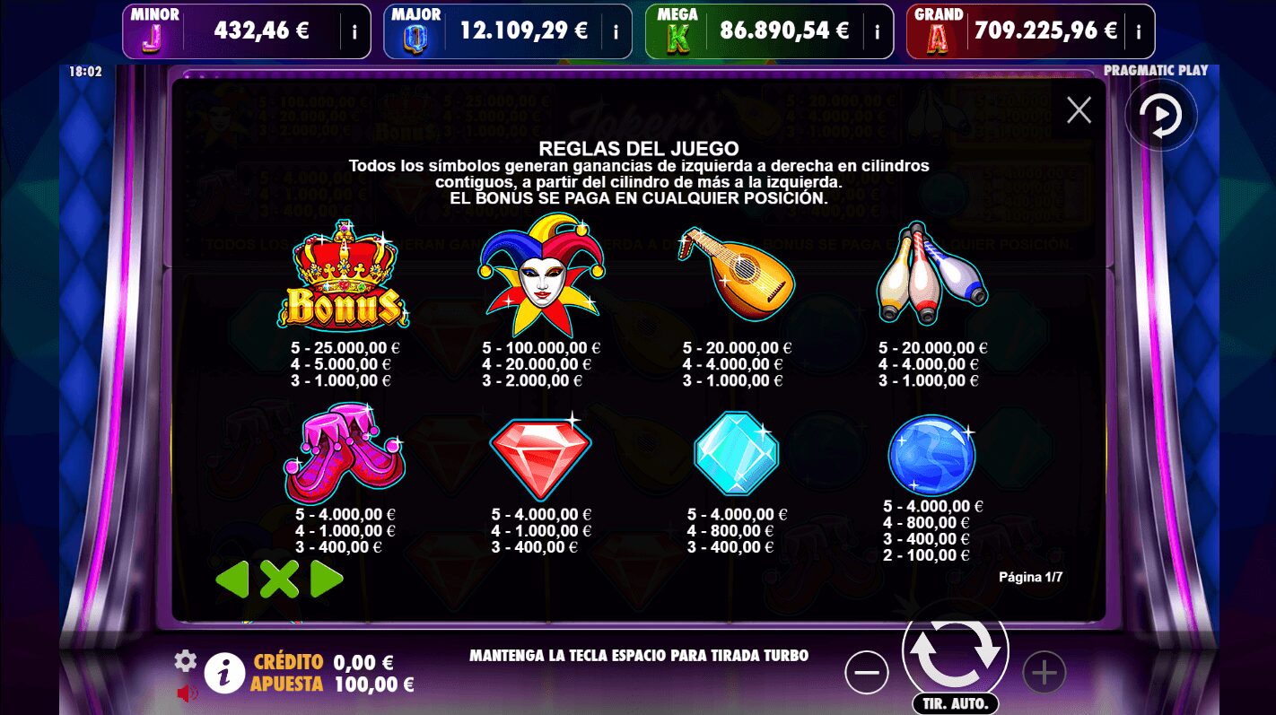 Jokers Jewels Jackpot Play - Apuesta maxima recompensa de los simbolos