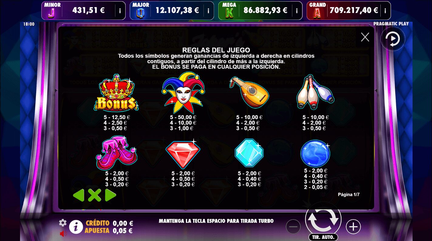 Jokers Jewels Jackpot Play - Apuesta minima recompensa de los simbolos