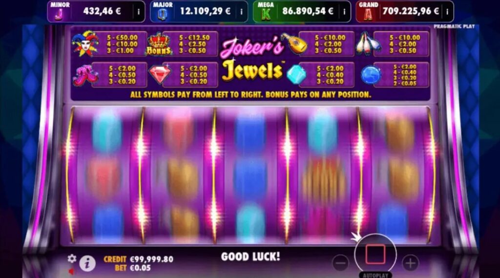 Joker's Jewels Jackpot Play Juego en curso