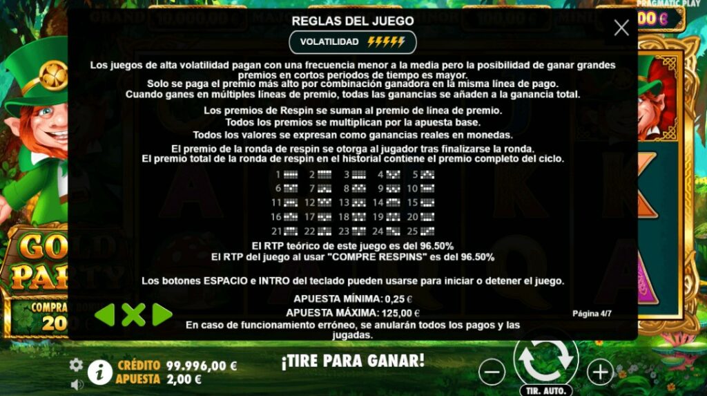 Reglas de Gold Party